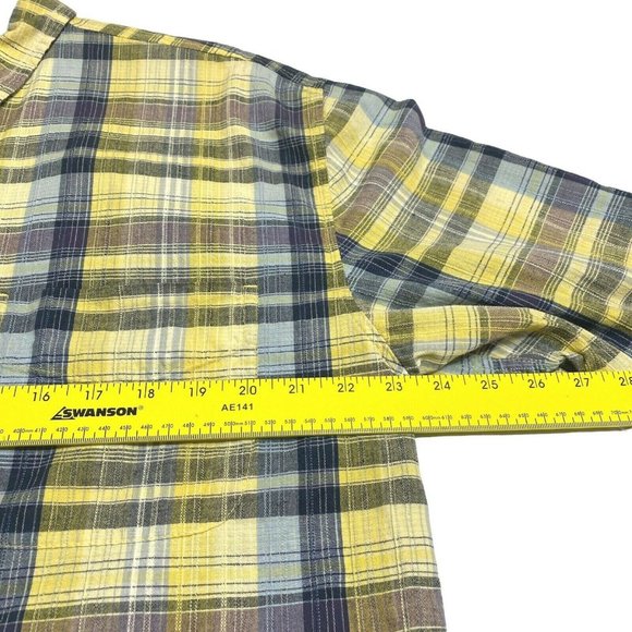 Wrangler Hero Button Down Shirt Mens Size XL XLarge Yellow Blue Check Cotton L/S - Picture 6 of 10